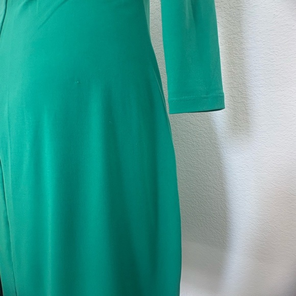Calvin Klein Emerald Green Faux-Wrap Dress with Gold Accent - Picture 10 of 10